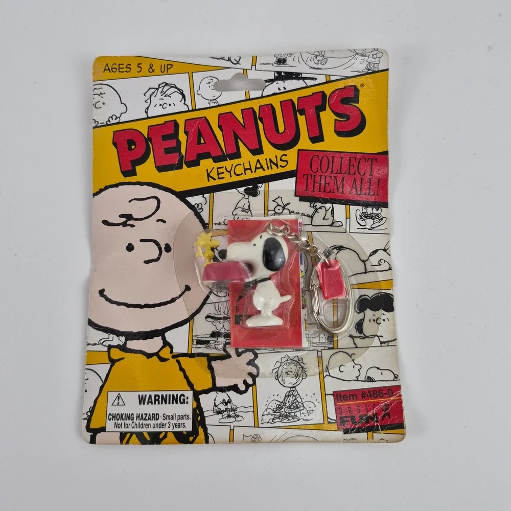 Vintage Peanuts Snoopy Woodstock Keychain Basic Fun Clip On Item 486-0 New